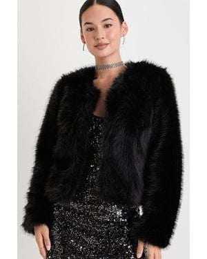 Lulus Glam Attitude Faux Fur Jacket - Black
