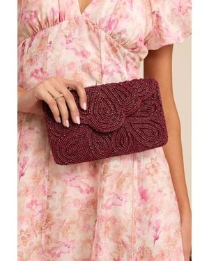 Lulus Stunning Addition Beaded Clutch - Red