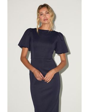 Lulus Simply Beloved Puff Sleeve Bodycon Midi Dress - Blue
