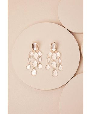 Lulus Marvella And Clear Rhinestone Statement Earrings - Metallic