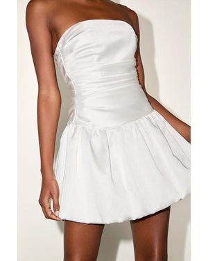 Lulus Stately Stunner Drop Waist Bubble-Hem Mini Dress - Natural