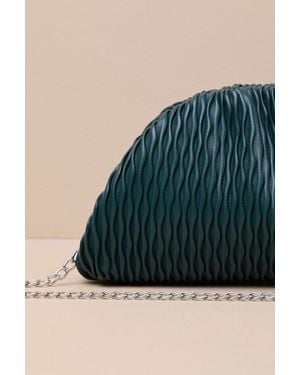 Lulus Yania Textured Pleated Crossbody Clutch - Blue