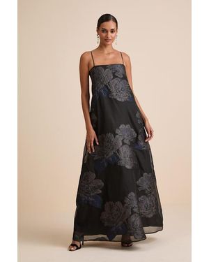 Lulus Yavanna Floral Jacquard Shift Maxi Dress - Black