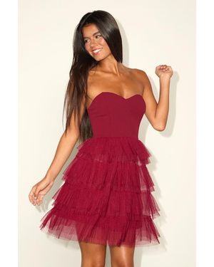 Lulus Fabulous Thoughts Tulle Strapless Tiered Mini Dress