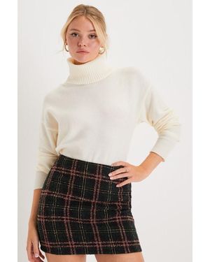 Lulus Timelessly Cute And Plaid Tweed Mini Skirt - White