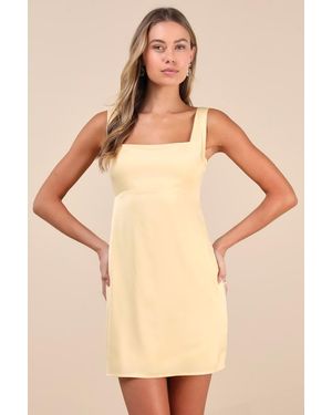 Lulus Truly The Cutest Satin Square Neck Mini Dress - Natural