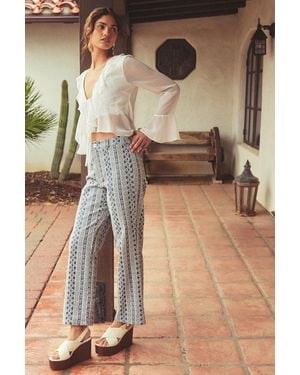 Lulus Sunnier Scenes Embroidered High-Rise Trousers - Natural