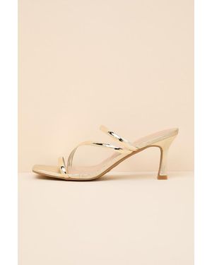 Lulus Vian Metallic Strappy High Heel Slide Sandals - Natural