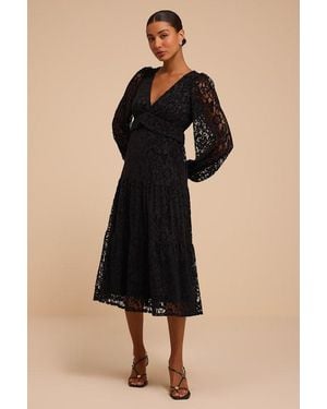 Lulus Crenshaw Lace Midi Dress - Black