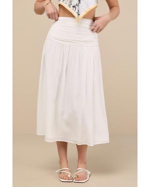 Lulus Kesia Textured A-Line Midi Skirt - Natural