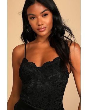Lulus Midnight Romance Lace Bodysuit - Black