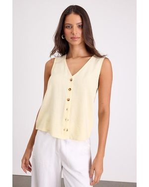 Lulus Casually Sophisticated Linen Sleeveless Button-Front Top - White