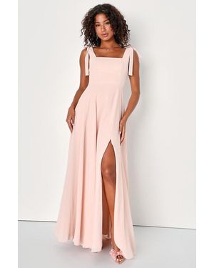 Lulus Love Me Forever Blush Tie-Strap Square Neck Maxi Dress - Pink
