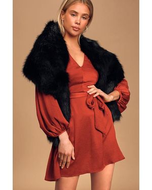 Lulus Demure And Dreamy Faux Fur Stole - Red