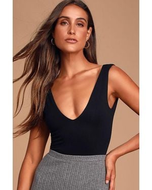 Lulus Basics Check You Out Sleeveless Bodysuit - Black