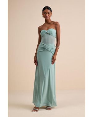 Lulus Ursella Sage Mesh Strapless Maxi Dress - Blue
