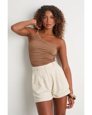 Lulus Kayton Jersey Knit Ruched Bodysuit - Brown