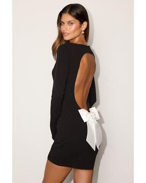 Lulus Florentina Backless Bow Long Sleeve Mini Dress - Black