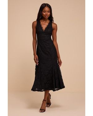 Lulus Carrietta Lace Midi Dress - Black