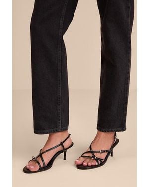 Lulus Sara Strappy Slingback High Heel Sandals - Black
