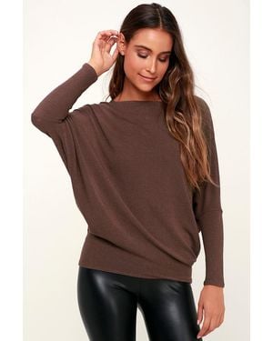 Lulus Basics Verla Washed Dolman Sleeve Sweater Top - Brown