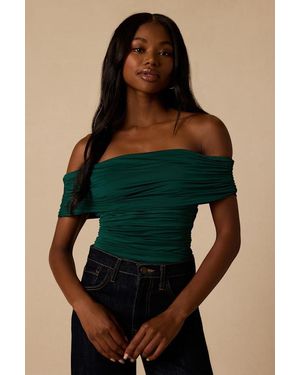 Lulus Jarena Ruched Off-The-Shoulder Top - Green