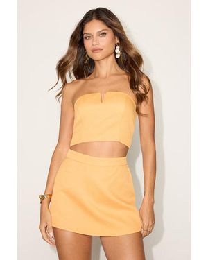 Lulus Beata Light Strapless Two-Piece Skort Romper - Orange