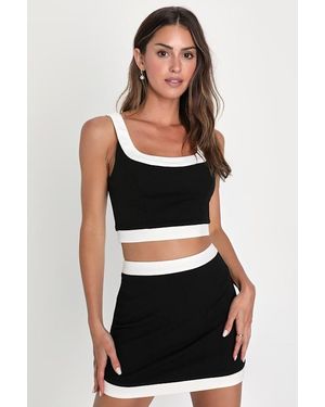 Lulus Totally Sensational Colour Block Bodycon Mini Skirt - Black
