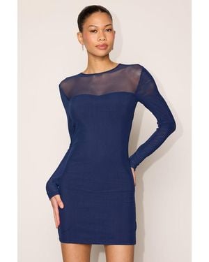 Lulus Maurice Mesh Long Sleeve Bodycon Dress - Blue