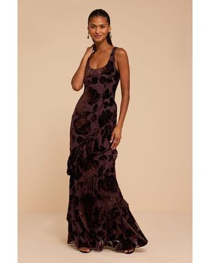 Lulus Evelyn Floral Velvet Maxi Dress - Black