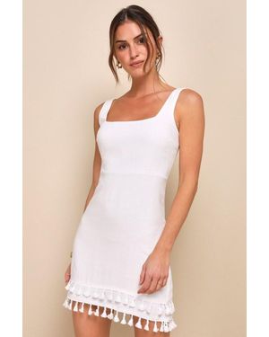 Lulus Feel The Sunshine Tassel Mini Dress - White