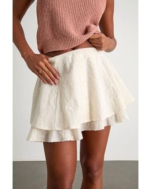Lulus Alwen Cream Embroidered Tiered Mini Skirt - White