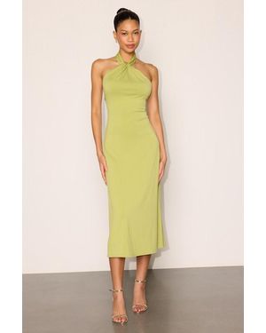 Lulus Lalli Lime Halter Midi Dress - Yellow