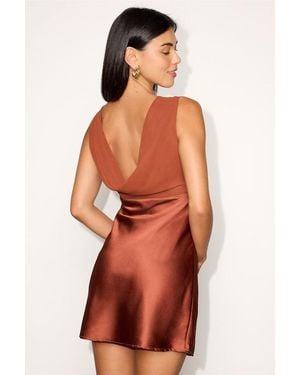 Lulus Hanley Copper Satin Slip Mini Dress - Orange
