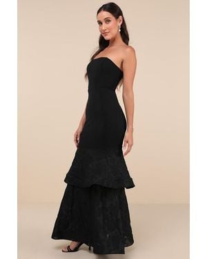 Lulus Immense Drama Strapless Tiered Jacquard Maxi Dress - Black
