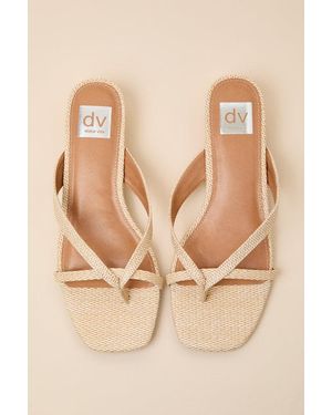 Dolce Vita Bex Raffia Strappy Low Heel Sandals - Natural