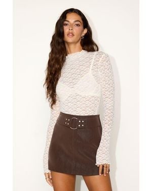 Lulus Robin Dark Suede Belted Mini Skirt - Natural
