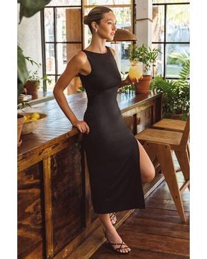 Lulus Karolina Jersey Knit Backless Midi Dress - Brown