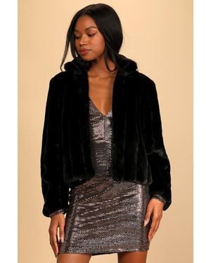 Lulus A Chic Classic Faux Fur Coat - Black