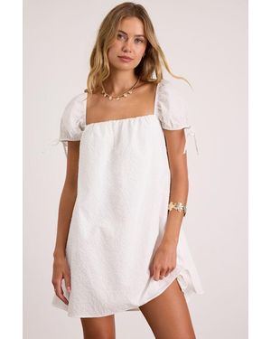 Lulus Mirela Textured Shift Mini Dress - White