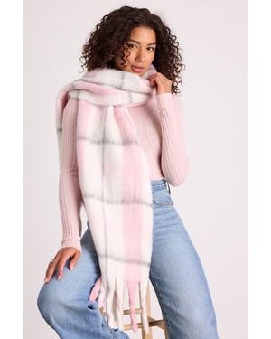 Lulus Rami And Plaid Oversized Scarf - Pink
