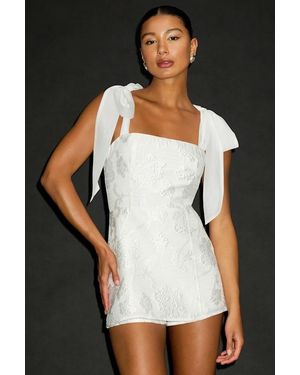 Lulus Esihle Jacquard Tie-Strap Skort Romper - Black