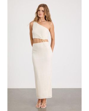 Lulus Camelia Cream Textured One-Shoulder Maxi Dress - White