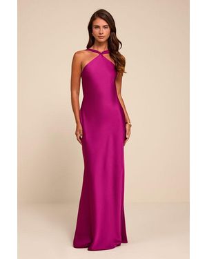 Lulus Sienna Satin Backless Maxi Dress - Pink