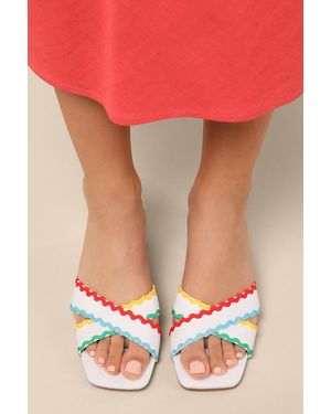 Matisse Principessa Rick Rack Trim Low Heel Slide Sandals - Natural