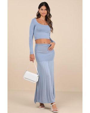 4th & Reckless Nancy Knit Ribbed Maxi Skirt - Blue