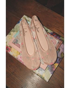 Lulus Idony Dark Nude Floral Mesh Ballet Flats - Natural
