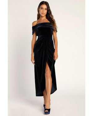 Lulus I'M Enchanted Velvet Off-The-Shoulder Maxi Dress - Black