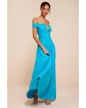 Lulus Aniya Jersey Knit Drop Maxi Dress - Blue