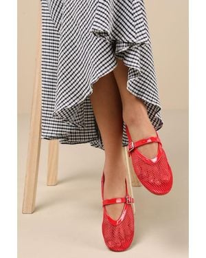 Matisse Nolita Mesh Buckle Ballet Flats - Red